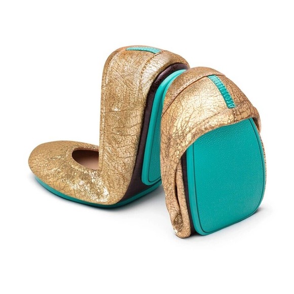 Tieks Golden Glitz Metallic Gold Ballet Flats Shoes Women's Size 9 H14585 - Picture 8 of 9